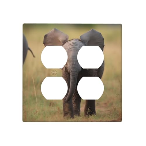 Dekorative Lichtschalter-Abdeckung, Baby-Elefant, 2-Gang-Steckdosenabdeckungen, elektrische Schalterplatte, thermoplastische Blende für Dekorationsgerät, Schrauben im Lieferumfang enthalten Dekorative Lichtschalter-Abdeckung, Baby-Elefant, 2-Gang-Steckdosenabdeckungen, elektrische Schalterplatte, thermoplastische Blende für Dekorationsgerät, Schrauben im Lieferumfang enthalten von GTKSYNVE