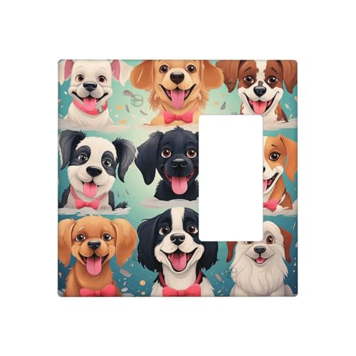 Dekorative Lichtschalter-Abdeckung, Cartoon-Hund, 2-Gang-Steckdosenabdeckungen, elektrische Schalterplatte, thermoplastische Blende für Dekorationsgerät, Schrauben im Lieferumfang enthalten von GTKSYNVE