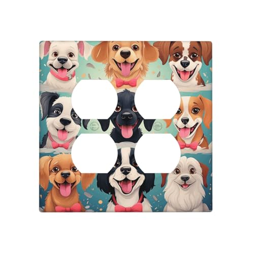 Dekorative Lichtschalter-Abdeckung, Cartoon-Hund, 2-Gang-Steckdosenabdeckungen, elektrische Schalterplatte, thermoplastische Blende für Dekorationsgerät, Schrauben im Lieferumfang enthalten Dekorative Lichtschalter-Abdeckung, Cartoon-Hund, 2-Gang-Steckdosenabdeckungen, elektrische Schalterplatte, thermoplastische Blende für Dekorationsgerät, Schrauben im Lieferumfang enthalten von GTKSYNVE