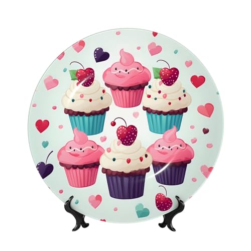 Dekorative Teller mit Cupcake-Herzen, süßes Knochenporzellan, 15,2 cm, personalisierbar, dekorativer Keramikteller mit Präsentationsständer, Keramikornamente, Kunst-Porzellanteller für Zuhause, Büro Dekorative Teller mit Cupcake-Herzen, süßes Knochenporzellan, 15,2 cm, personalisierbar, dekorativer Keramikteller mit Präsentationsständer, Keramikornamente, Kunst-Porzellanteller für Zuhause, Büro von GTKSYNVE