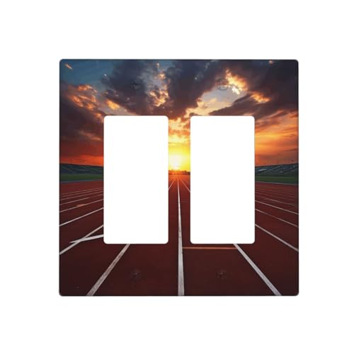 Dusk Running Track Wandplatten, dekorative Lichtschalter-Abdeckung, 2-Gang-Steckdosenabdeckungen, elektrische Schalterplatte, thermoplastische Blende für Dekorateure, Schrauben im Lieferumfang Dusk Running Track Wandplatten, dekorative Lichtschalter-Abdeckung, 2-Gang-Steckdosenabdeckungen, elektrische Schalterplatte, thermoplastische Blende für Dekorateure, Schrauben im Lieferumfang von GTKSYNVE