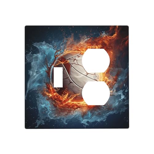 Eis- und Feuer-Volleyball-Wandplatten, dekorative Lichtschalter-Abdeckung, 2-Gang-Steckdosenabdeckungen, elektrische Schalterplatte, thermoplastische Blende für Dekorationsgerät, Schrauben im Eis- und Feuer-Volleyball-Wandplatten, dekorative Lichtschalter-Abdeckung, 2-Gang-Steckdosenabdeckungen, elektrische Schalterplatte, thermoplastische Blende für Dekorationsgerät, Schrauben im von GTKSYNVE