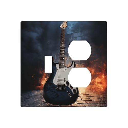 Elektrische Gitarren-Wandplatten, dekorative Lichtschalter-Abdeckung, 2-Gang-Steckdosenabdeckungen, elektrische Schalterplatte, thermoplastische Frontplatte für Dekorateur Gerät, Schrauben im Elektrische Gitarren-Wandplatten, dekorative Lichtschalter-Abdeckung, 2-Gang-Steckdosenabdeckungen, elektrische Schalterplatte, thermoplastische Frontplatte für Dekorateur Gerät, Schrauben im von GTKSYNVE