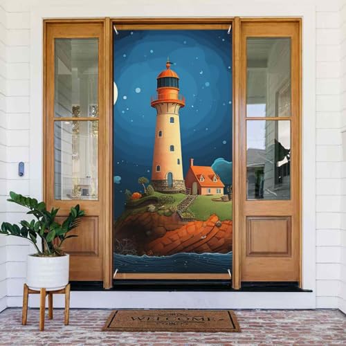 Frühlingstürabdeckung 180 x 80 cm Catoon Wal Leuchtturm Türbanner Dekorationen für Haustür Hängendes Banner Party Veranda Banner Schild für Innen- und Außendekoration Frühlingstürabdeckung 180 x 80 cm Catoon Wal Leuchtturm Türbanner Dekorationen für Haustür Hängendes Banner Party Veranda Banner Schild für Innen- und Außendekoration von GTKSYNVE