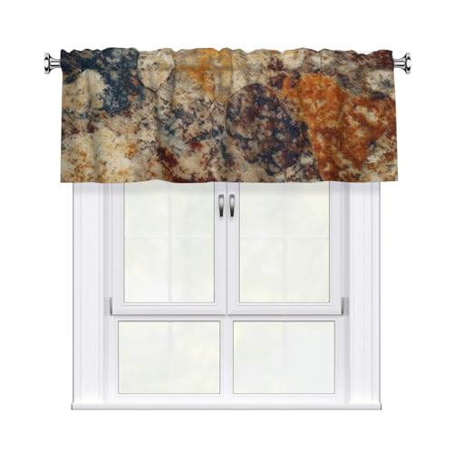 GTKSYNVE Abstrakte Granit-Volants für Fenster, Stangentaschen-Fenstervolant, kleine Fensterbehandlung, Volants für Küche, Verdunkelungsvorhänge, kurze Vorhänge für Schlafzimmer, 137 x 45 cm von GTKSYNVE