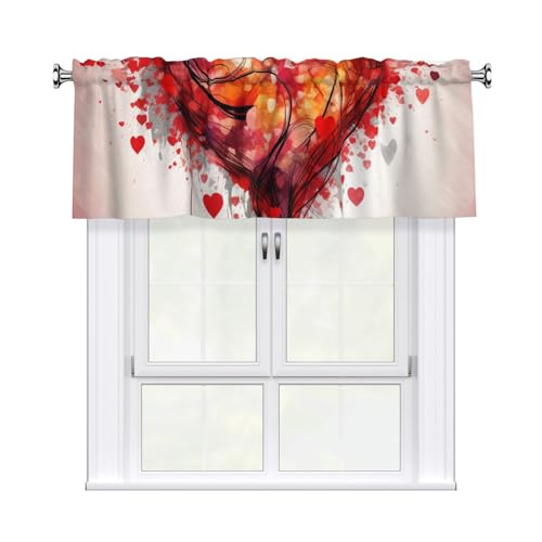 GTKSYNVE Abstrakte Herz-Volants für Fenster, Stangentasche, Fenstervolant, kleine Fensterbehandlung, Volants für Küche, Vorhänge, Verdunkelung, kurze Vorhänge für Schlafzimmer, 137 x 45 cm von GTKSYNVE