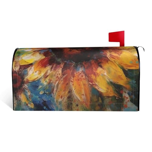 GTKSYNVE Abstrakte Sonnenblumen-Briefkastenabdeckungen, magnetisch, Standardgröße, 64,8 x 53,3 cm, dekorative Briefkastenabdeckung, wasserdichte Briefkastenabdeckung, personalisierte von GTKSYNVE