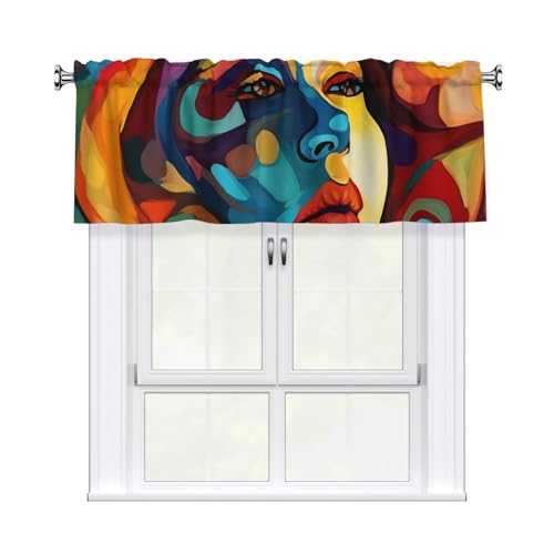 GTKSYNVE Abstrakte farbige Damen-Volants für Fenster, Stangentasche, Fenstervolant, kleine Fensterbehandlung, Volants für Küche, Verdunkelungsvorhänge, kurze Vorhänge für Schlafzimmer, 137 x 45 cm GTKSYNVE Abstrakte farbige Damen-Volants für Fenster, Stangentasche, Fenstervolant, kleine Fensterbehandlung, Volants für Küche, Verdunkelungsvorhänge, kurze Vorhänge für Schlafzimmer, 137 x 45 cm von GTKSYNVE