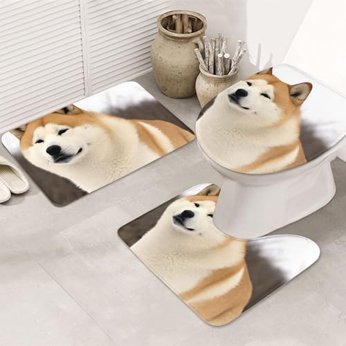 GTKSYNVE Akita Badezimmerteppich-Set, 3-teilig, mit WC-Deckelbezug, U-förmiger Kontur-WC-Vorleger und saugfähige Badematten aus Mikrofaser, schnell trocknend, maschinenwaschbar, Duschmatte GTKSYNVE Akita Badezimmerteppich-Set, 3-teilig, mit WC-Deckelbezug, U-förmiger Kontur-WC-Vorleger und saugfähige Badematten aus Mikrofaser, schnell trocknend, maschinenwaschbar, Duschmatte von GTKSYNVE