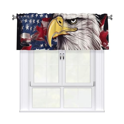 GTKSYNVE Amerika-Flagge Weißkopfseeadler Volants für Fenster, Stangentaschen-Fenstervolant, kleine Fensterbehandlung, Volants für Küche, Verdunkelungsvorhänge, kurze Vorhänge für Schlafzimmer, 137 x von GTKSYNVE