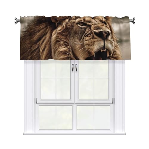 GTKSYNVE Angry Lion Volants für Fenster, Stangentasche, Fenstervolant, kleine Fensterbehandlung, Volants für Küche, Verdunkelungsvorhänge, kurze Vorhänge für Schlafzimmer, 137 x 45 cm von GTKSYNVE
