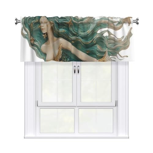 GTKSYNVE Art Meerjungfrau-Volants für Fenster, Stangentasche, Fenstervolant, kleine Fensterbehandlung, Volants für Küche, Vorhänge, Verdunkelung, kurze Vorhänge für Schlafzimmer, 137 x 45 cm GTKSYNVE Art Meerjungfrau-Volants für Fenster, Stangentasche, Fenstervolant, kleine Fensterbehandlung, Volants für Küche, Vorhänge, Verdunkelung, kurze Vorhänge für Schlafzimmer, 137 x 45 cm von GTKSYNVE