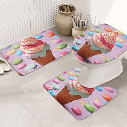 GTKSYNVE Badezimmerteppich-Set, 3-teilig, mit WC-Deckelbezug, U-förmiger Kontur-WC-Vorleger und saugfähiger Mikrofaser-Badematte, schnell trocknend, maschinenwaschbar, Duschmatte von GTKSYNVE