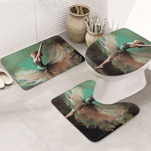 GTKSYNVE Badezimmerteppich-Set, Ballerina-ähnlicher Schmetterling, 3-teilig, mit WC-Deckelbezug, U-förmiger Kontur-WC-Vorleger und saugfähige Badematten aus Mikrofaser, schnell trocknend GTKSYNVE Badezimmerteppich-Set, Ballerina-ähnlicher Schmetterling, 3-teilig, mit WC-Deckelbezug, U-förmiger Kontur-WC-Vorleger und saugfähige Badematten aus Mikrofaser, schnell trocknend von GTKSYNVE