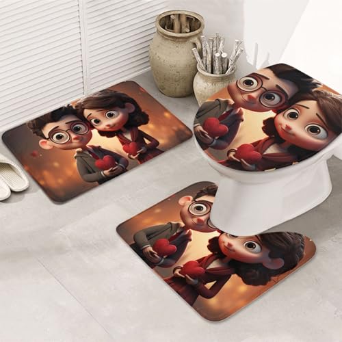 GTKSYNVE Badezimmerteppich-Set für Paare, 3-teilig, mit WC-Deckelbezug, U-förmiger Kontur-WC-Vorleger und saugfähige Badematten aus Mikrofaser, schnell trocknend, maschinenwaschbar, Duschmatte GTKSYNVE Badezimmerteppich-Set für Paare, 3-teilig, mit WC-Deckelbezug, U-förmiger Kontur-WC-Vorleger und saugfähige Badematten aus Mikrofaser, schnell trocknend, maschinenwaschbar, Duschmatte von GTKSYNVE