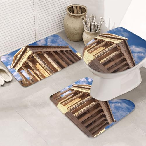 GTKSYNVE Badezimmerteppich-Set mit WC-Deckelbezug, U-förmiger Kontur-WC-Vorleger und saugfähige Badematten aus Mikrofaser, schnell trocknend, maschinenwaschbar, 3-teilig von GTKSYNVE
