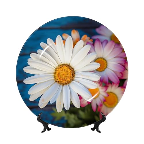 GTKSYNVE Barberton Deko-Teller aus Knochenporzellan, 15,2 cm, personalisierbar, dekorativer Keramikteller mit Präsentationsständer, Keramik-Ornamente, Kunst-Porzellan-Teller für Zuhause, Büro von GTKSYNVE