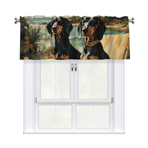 GTKSYNVE Bento-Volants für Fenster, Dachshund, Fenstervolant, kleine Fensterbehandlung, Volants für Küche, Verdunkelungsvorhänge, kurze Vorhänge für Schlafzimmer, 137 x 45 cm von GTKSYNVE
