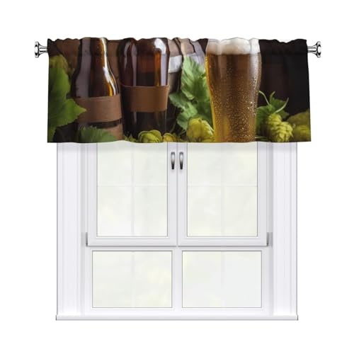 GTKSYNVE Bier- und Hopfenvolants für Fenster, Stangentaschen-Fenstervolant, kleine Fensterbehandlung, Volants für Küche, Verdunkelungsvorhänge, kurze Vorhänge für Schlafzimmer, 137 x 45 cm von GTKSYNVE