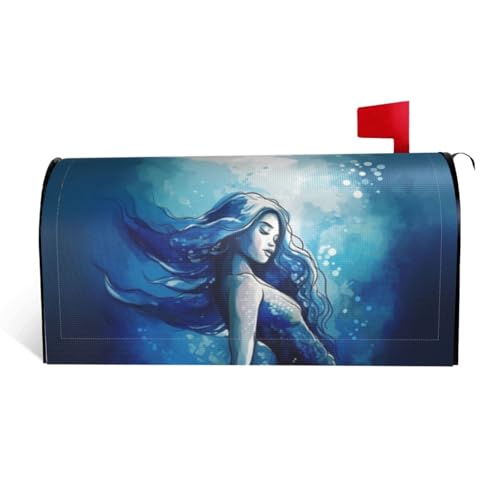 GTKSYNVE Blaue Meerjungfrau-Briefkastenabdeckungen, magnetisch, Standardgröße, 64,8 x 53,3 cm, dekorative Briefkasten-Abdeckung, wasserdichte Briefkasten-Abdeckung, personalisierte GTKSYNVE Blaue Meerjungfrau-Briefkastenabdeckungen, magnetisch, Standardgröße, 64,8 x 53,3 cm, dekorative Briefkasten-Abdeckung, wasserdichte Briefkasten-Abdeckung, personalisierte von GTKSYNVE