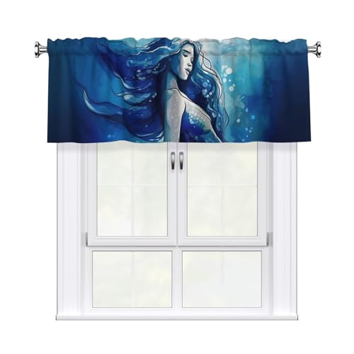 GTKSYNVE Blaue Meerjungfrau-Volants für Fenster, Stangentasche, Fenstervolant, kleine Fensterbehandlung, Volants für Küche, Vorhänge, Verdunkelung, kurze Vorhänge für Schlafzimmer, 137 x 45 cm GTKSYNVE Blaue Meerjungfrau-Volants für Fenster, Stangentasche, Fenstervolant, kleine Fensterbehandlung, Volants für Küche, Vorhänge, Verdunkelung, kurze Vorhänge für Schlafzimmer, 137 x 45 cm von GTKSYNVE