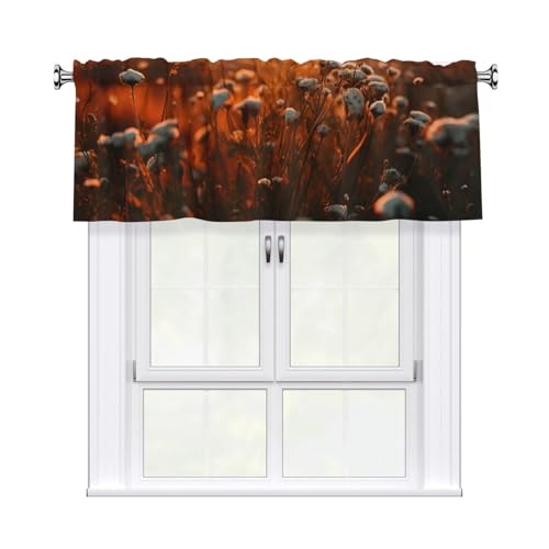 GTKSYNVE Blumen im Sonnenuntergang Volants für Fenster, Stangentasche, Fenstervolant, kleine Fensterbehandlung, Volants für Küche, Verdunkelungsvorhänge, kurze Vorhänge für Schlafzimmer, 137 x 45 cm von GTKSYNVE