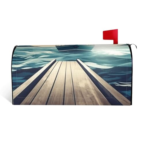 GTKSYNVE Briefkasten-Abdeckung, Motiv: Boot, Meerlandschaft, magnetisch, Standardgröße, 64,8 x 53,3 cm, dekorative Briefkasten-Abdeckung, wasserdichte Briefkasten-Abdeckung, personalisierte von GTKSYNVE