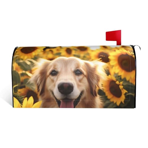 GTKSYNVE Briefkastenabdeckungen mit Hund und Sonnenblume, magnetisch, Standardgröße, 53,3 x 45,7 cm, dekorative Briefkasten-Abdeckung, wasserdichte Briefkasten-Abdeckung, personalisierte von GTKSYNVE