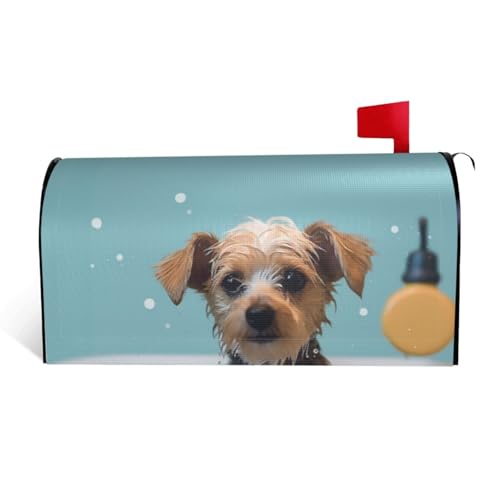 GTKSYNVE Briefkastenabdeckungen mit lustigem Hund in der Badewanne, magnetisch, Standardgröße, 64,8 x 53,3 cm, dekorative Briefkasten-Abdeckung, wasserdichte Briefkasten-Abdeckung, personalisierbare von GTKSYNVE
