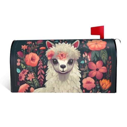 GTKSYNVE Briefkastenabdeckungen mit niedlichem Lama-Blumenmuster, magnetisch, Standardgröße, 64,8 x 53,3 cm, dekorative Briefkastenabdeckung, wasserdichte Briefkasten-Abdeckung, personalisierte GTKSYNVE Briefkastenabdeckungen mit niedlichem Lama-Blumenmuster, magnetisch, Standardgröße, 64,8 x 53,3 cm, dekorative Briefkastenabdeckung, wasserdichte Briefkasten-Abdeckung, personalisierte von GTKSYNVE