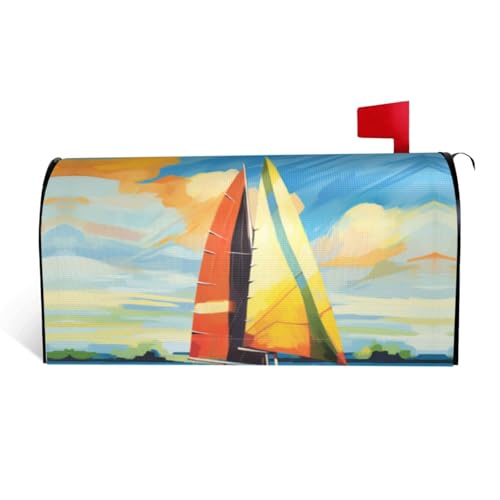 GTKSYNVE Bunte Briefkastenabdeckungen für Segelboote, magnetisch, Standardgröße, 64,8 x 53,3 cm, dekorative Briefkastenabdeckung, wasserdichte Briefkastenabdeckung, personalisierte von GTKSYNVE