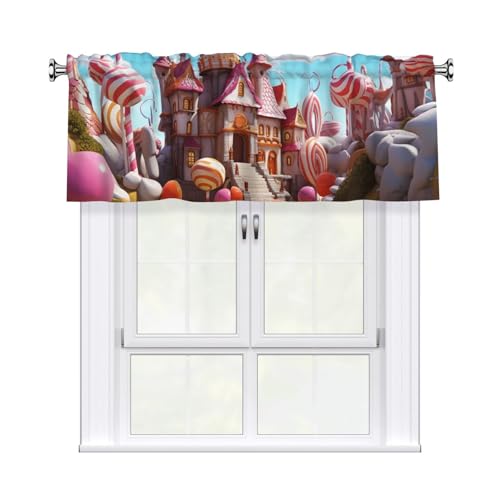 GTKSYNVE Candy Land Volants für Fenster, Stangentasche, Fenstervolant, kleine Fensterbehandlung, Volants für Küche, Vorhänge, Verdunkelung, kurze Vorhänge für Schlafzimmer, 137 x 45 cm von GTKSYNVE
