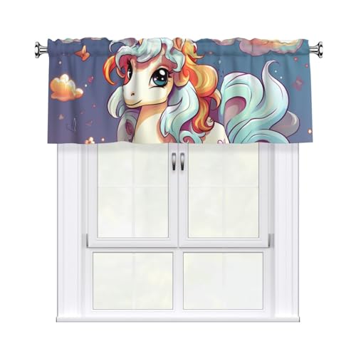 GTKSYNVE Cartoon-Volants mit niedlichem Tiermotiv für Fenster, Stangentasche, Fenstervolant, kleine Fensterbehandlung, Volants für Küche, Verdunkelungsvorhänge, kurze Vorhänge für Schlafzimmer, 137 x von GTKSYNVE