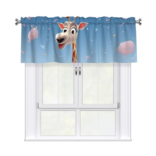 GTKSYNVE Cartoons Giraffen-Volants für Fenster, Stangentasche, Fenstervolant, kleine Fensterbehandlung, Volants für Küche, Verdunkelungsvorhänge, kurze Vorhänge für Schlafzimmer, 137 x 45 cm GTKSYNVE Cartoons Giraffen-Volants für Fenster, Stangentasche, Fenstervolant, kleine Fensterbehandlung, Volants für Küche, Verdunkelungsvorhänge, kurze Vorhänge für Schlafzimmer, 137 x 45 cm von GTKSYNVE