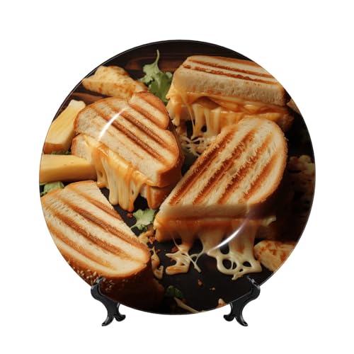 GTKSYNVE Cheese Sandwiches Dekorative Teller aus Knochenporzellan, 17,8 cm, personalisierbar, Keramik-Dekoteller mit Präsentationsständer, Keramik-Ornamente, Kunst-Porzellan-Teller für Zuhause, Büro GTKSYNVE Cheese Sandwiches Dekorative Teller aus Knochenporzellan, 17,8 cm, personalisierbar, Keramik-Dekoteller mit Präsentationsständer, Keramik-Ornamente, Kunst-Porzellan-Teller für Zuhause, Büro von GTKSYNVE