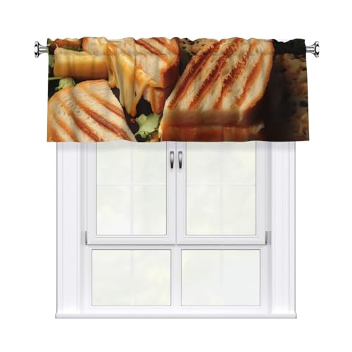 GTKSYNVE Cheese Sandwiches Volants für Fenster, Stangentasche, Fenstervolant, kleine Fensterbehandlung, Volants für Küche, Verdunkelungsvorhänge, kurze Vorhänge für Schlafzimmer, 137 x 45 cm GTKSYNVE Cheese Sandwiches Volants für Fenster, Stangentasche, Fenstervolant, kleine Fensterbehandlung, Volants für Küche, Verdunkelungsvorhänge, kurze Vorhänge für Schlafzimmer, 137 x 45 cm von GTKSYNVE
