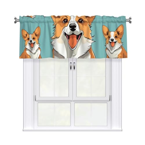 GTKSYNVE Corgi Niedliche Hunde-Volants für Fenster, Stangentasche, Fenstervolant, kleine Fensterbehandlung, Volants für Küche, Verdunkelungsvorhänge, kurze Vorhänge für Schlafzimmer, 137 x 45 cm GTKSYNVE Corgi Niedliche Hunde-Volants für Fenster, Stangentasche, Fenstervolant, kleine Fensterbehandlung, Volants für Küche, Verdunkelungsvorhänge, kurze Vorhänge für Schlafzimmer, 137 x 45 cm von GTKSYNVE