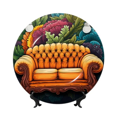 GTKSYNVE Couch-Teller aus Knochenporzellan, 15,2 cm, personalisierbar, dekorativer Keramikteller mit Präsentationsständer, Keramik-Ornamente, Kunst-Porzellanteller für Zuhause, Büro, Wandbehang GTKSYNVE Couch-Teller aus Knochenporzellan, 15,2 cm, personalisierbar, dekorativer Keramikteller mit Präsentationsständer, Keramik-Ornamente, Kunst-Porzellanteller für Zuhause, Büro, Wandbehang von GTKSYNVE