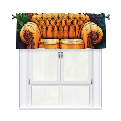 GTKSYNVE Couch-Volants für Fenster, Stangentasche, Fenstervolant, kleine Fensterbehandlung, Volants für Küche, Vorhänge, Verdunkelung, kurze Vorhänge für Schlafzimmer, 137 x 45 cm von GTKSYNVE