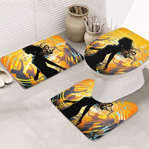 GTKSYNVE Dance Music Badezimmerteppich-Set, 3-teilig, mit WC-Deckelbezug, U-förmiger Kontur-WC-Vorleger und saugfähige Badematten aus Mikrofaser, schnell trocknend, maschinenwaschbar, Duschmatte GTKSYNVE Dance Music Badezimmerteppich-Set, 3-teilig, mit WC-Deckelbezug, U-förmiger Kontur-WC-Vorleger und saugfähige Badematten aus Mikrofaser, schnell trocknend, maschinenwaschbar, Duschmatte von GTKSYNVE