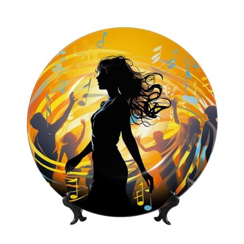GTKSYNVE Dance Music Dekorative Teller aus Knochenporzellan, 25,4 cm, personalisierbar, Keramik-Dekoteller mit Präsentationsständer, Keramikornamente, Kunst-Porzellanteller für Zuhause, Büro GTKSYNVE Dance Music Dekorative Teller aus Knochenporzellan, 25,4 cm, personalisierbar, Keramik-Dekoteller mit Präsentationsständer, Keramikornamente, Kunst-Porzellanteller für Zuhause, Büro von GTKSYNVE