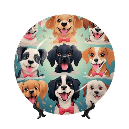 GTKSYNVE Dekorative Teller aus Knochenporzellan, Cartoon-Hund, 20,3 cm, personalisierbar, dekorativer Keramikteller mit Präsentationsständer, Keramik-Ornamente, Kunst-Porzellan-Teller für Zuhause GTKSYNVE Dekorative Teller aus Knochenporzellan, Cartoon-Hund, 20,3 cm, personalisierbar, dekorativer Keramikteller mit Präsentationsständer, Keramik-Ornamente, Kunst-Porzellan-Teller für Zuhause von GTKSYNVE
