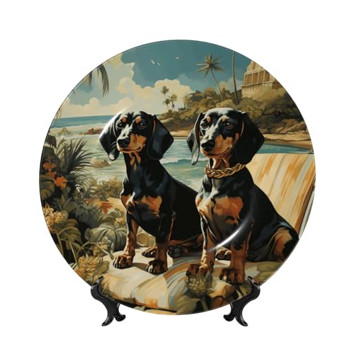 GTKSYNVE Dekorative Teller aus Knochenporzellan, Dackel-Hund, 20,3 cm, personalisierbar, dekorativer Keramikteller mit Präsentationsständer, Keramikornamente, Kunst-Porzellanteller für Zuhause, Büro GTKSYNVE Dekorative Teller aus Knochenporzellan, Dackel-Hund, 20,3 cm, personalisierbar, dekorativer Keramikteller mit Präsentationsständer, Keramikornamente, Kunst-Porzellanteller für Zuhause, Büro von GTKSYNVE