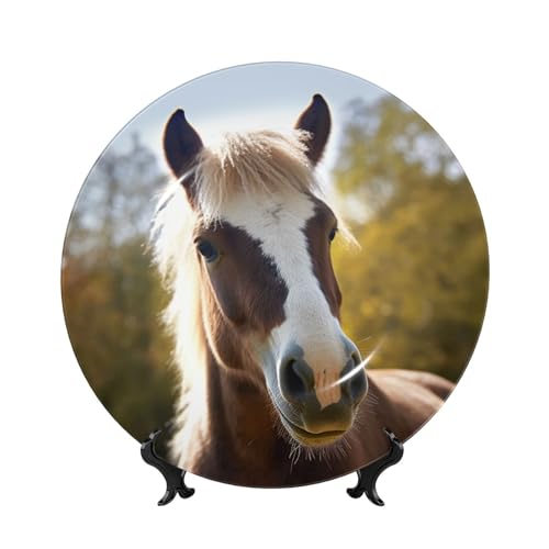 GTKSYNVE Dekorative Teller aus Knochenporzellan, Tier-Pferd, 20,3 cm, personalisierbar, Keramik-Dekoteller mit Präsentationsständer, Keramik-Ornamente, Kunst-Porzellanteller für Zuhause, Büro GTKSYNVE Dekorative Teller aus Knochenporzellan, Tier-Pferd, 20,3 cm, personalisierbar, Keramik-Dekoteller mit Präsentationsständer, Keramik-Ornamente, Kunst-Porzellanteller für Zuhause, Büro von GTKSYNVE