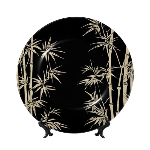 GTKSYNVE Dekorativer Teller aus asiatischem Baum, Knochenporzellan, 25,4 cm, personalisierbar, dekorativer Keramikteller mit Präsentationsständer, Keramikornamente, Kunst, Porzellanteller für Zuhause von GTKSYNVE