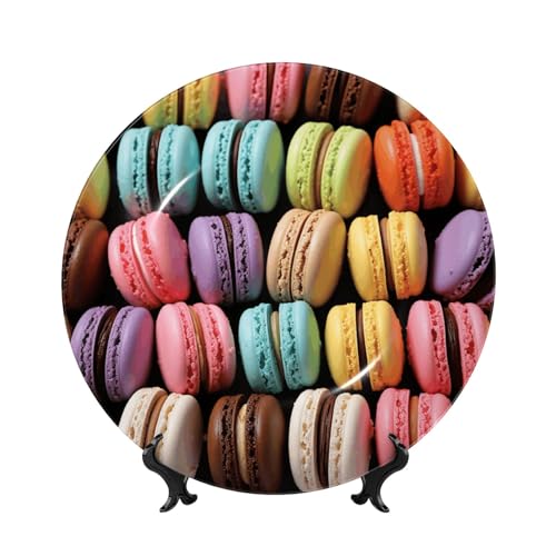 GTKSYNVE Dekorativer Teller mit Macaron-Keksgeschmack, Knochenporzellan, 17,8 cm, personalisierbar, dekorative Keramik-Teller mit Präsentationsständer, Keramik-Ornamente, Kunst-Porzellan-Teller zum GTKSYNVE Dekorativer Teller mit Macaron-Keksgeschmack, Knochenporzellan, 17,8 cm, personalisierbar, dekorative Keramik-Teller mit Präsentationsständer, Keramik-Ornamente, Kunst-Porzellan-Teller zum von GTKSYNVE