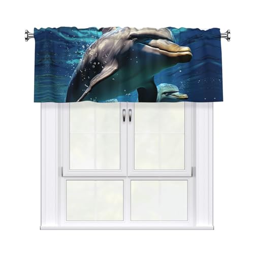 GTKSYNVE Delfin-Volants für Fenster, Stangentasche, Fenstervolant, kleine Fensterbehandlung, Volants für Küche, Vorhänge, Verdunkelung, kurze Vorhänge für Schlafzimmer, 137 x 45 cm von GTKSYNVE