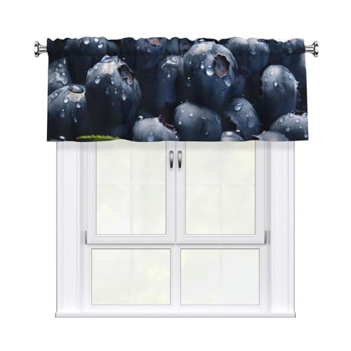 GTKSYNVE Delicious Blueberry Volants für Fenster, Stangentasche, Fenstervolant, kleine Fensterbehandlung, Volants für Küche, Verdunkelungsvorhänge, kurze Vorhänge für Schlafzimmer, 137 x 45 cm von GTKSYNVE