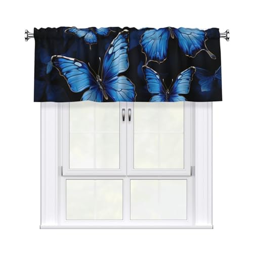 GTKSYNVE Dunkelblaue Schmetterlinge Volants für Fenster, Stangentasche, Fenstervolant, kleine Fensterbehandlung, Volants für Küche, Verdunkelungsvorhänge, kurze Vorhänge für Schlafzimmer, 137,2 x 45,7 GTKSYNVE Dunkelblaue Schmetterlinge Volants für Fenster, Stangentasche, Fenstervolant, kleine Fensterbehandlung, Volants für Küche, Verdunkelungsvorhänge, kurze Vorhänge für Schlafzimmer, 137,2 x 45,7 von GTKSYNVE