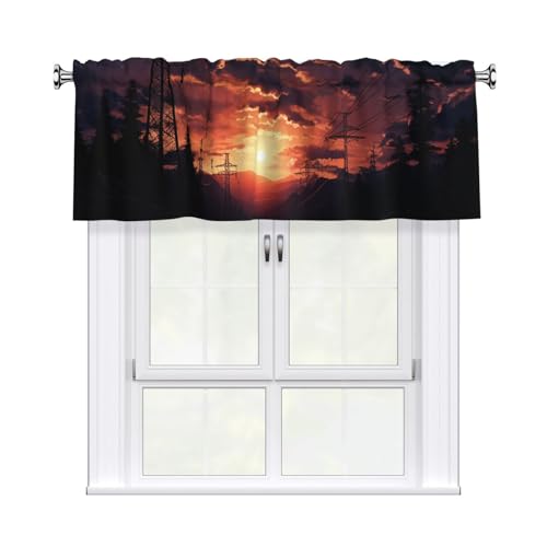 GTKSYNVE Dusk Scenery Volants für Fenster, Stangentasche, Fenstervolant, kleine Fensterbehandlung, Volants für Küche, Verdunkelungsvorhänge, kurze Vorhänge für Schlafzimmer, 137 x 45 cm von GTKSYNVE